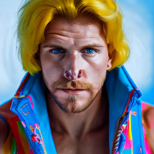 portrait+ style russian homosexual queer wrestler blonde very cute dilf dude face