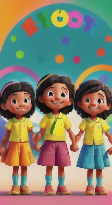  {A bright and colorful book cover with a group of happy children holding hands in a circle., Children of various ethnicities. They are smiling and wearing colorful clothing.