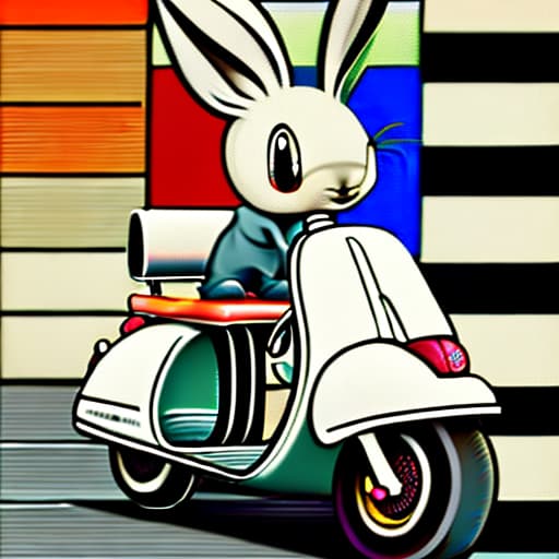  Cute bunny on vespa bike