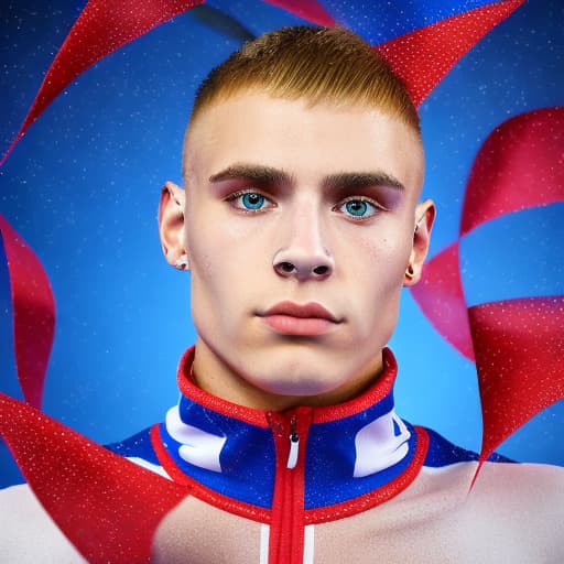 portrait+ style russian queer gymnast very cute blonde dude face