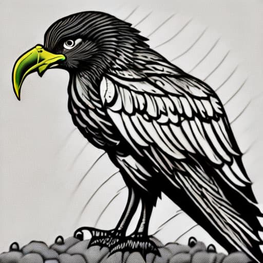  imagen bella lineal en blanco y negro para pintar. aguila pichon en forma de ilustracion