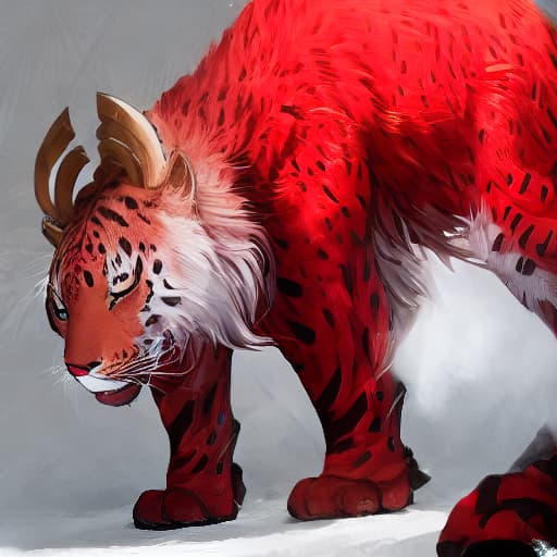  Big cat and red hyperrealistic, full body, detailed clothing, highly detailed, cinematic lighting, stunningly beautiful, intricate, sharp focus, f/1. 8, 85mm, (centered image composition), (professionally color graded), ((bright soft diffused light)), volumetric fog, trending on instagram, trending on tumblr, HDR 4K, 8K