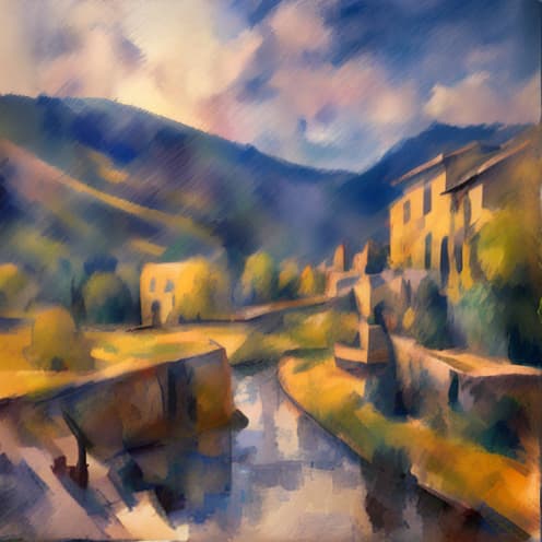 redshift style the image painted like Paul Cézanne