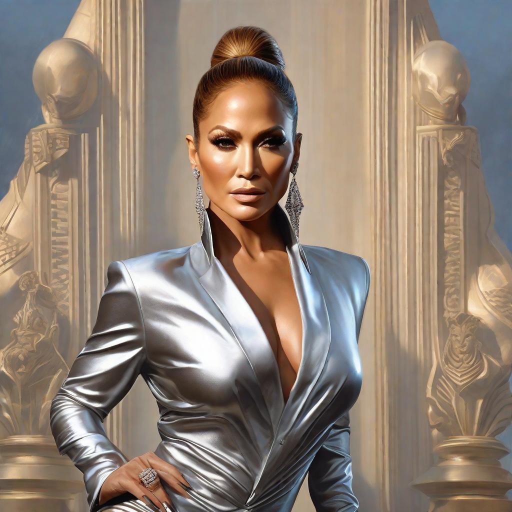  Jennifer lopez , realistic, portrait, art by donato giancola and greg rutkowski, realistic face, digital art, trending on artstation hyperrealistic, full body, detailed clothing, highly detailed, cinematic lighting, stunningly beautiful, intricate, sharp focus, f/1. 8, 85mm, (centered image composition), (professionally color graded), ((bright soft diffused light)), volumetric fog, trending on instagram, trending on tumblr, HDR 4K, 8K