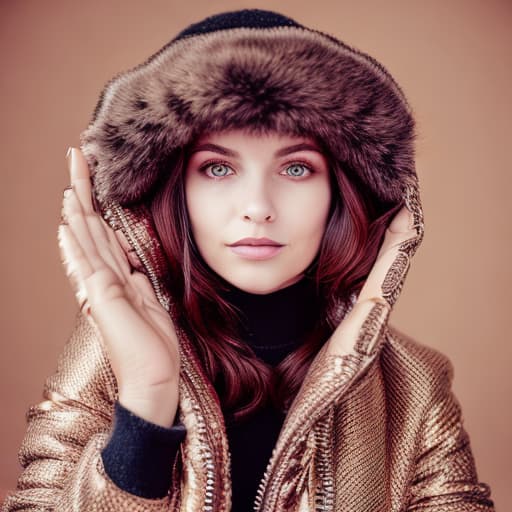 portrait+ style woman dressed in jacket and slippers