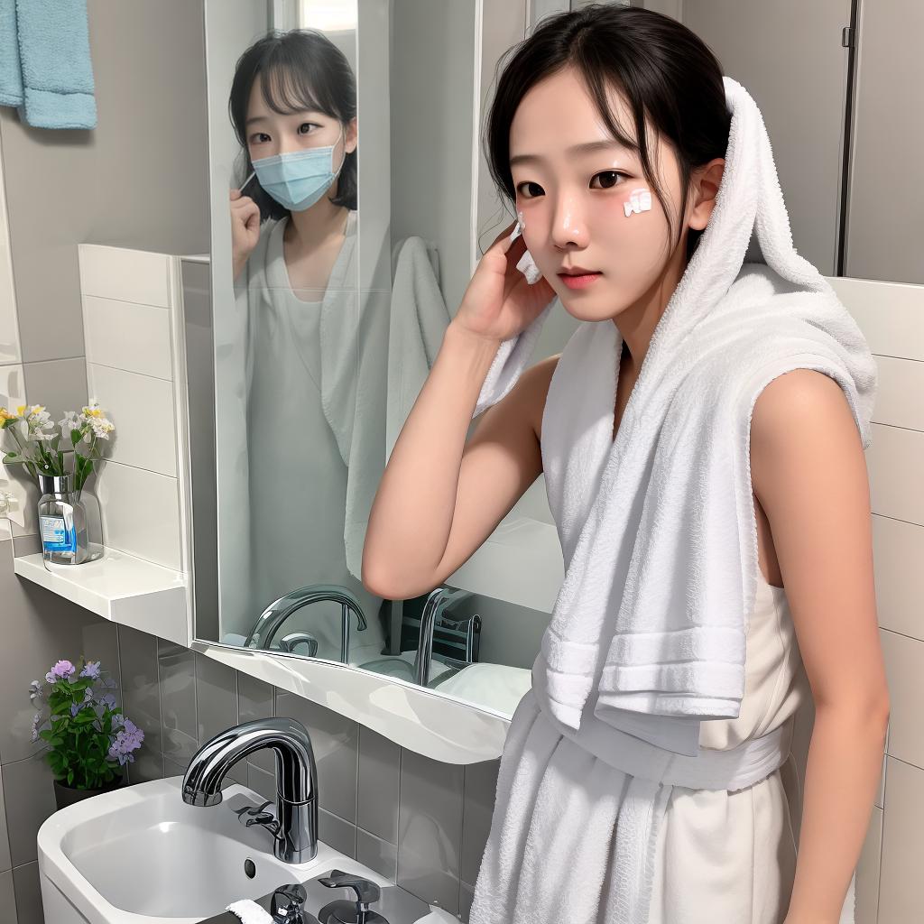  mother, father, elementary school son. wash one's face with towel, towel cover one's face