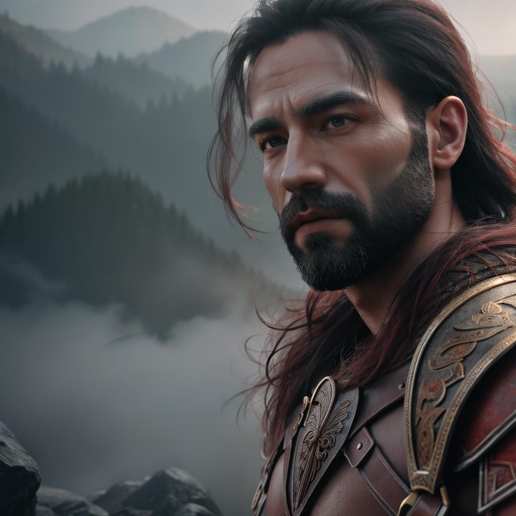  God of war hyperrealistic, full body, detailed clothing, highly detailed, cinematic lighting, stunningly beautiful, intricate, sharp focus, f/1. 8, 85mm, (centered image composition), (professionally color graded), ((bright soft diffused light)), volumetric fog, trending on instagram, trending on tumblr, HDR 4K, 8K