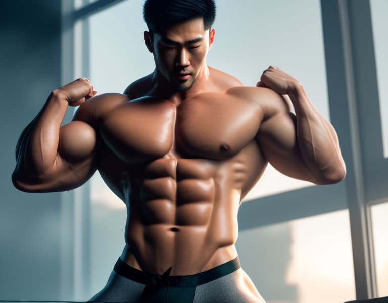  muscle, Chinese beautiful boy, lifting his ass， whole body，chest hair hyperrealistic, full body, detailed clothing, highly detailed, cinematic lighting, stunningly beautiful, intricate, sharp focus, f/1. 8, 85mm, (centered image composition), (professionally color graded), ((bright soft diffused light)), volumetric fog, trending on instagram, trending on tumblr, HDR 4K, 8K