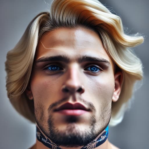 portrait+ style Russian queer fitness model blonde hunk dude face