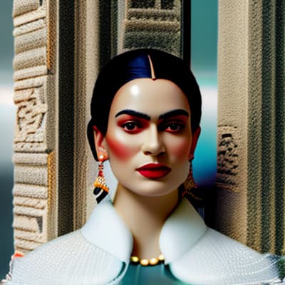 wa-vy style [a professional photo of [(frida kahlo:0.98)::],(half body),(in chichén itzá,mexico) wearing mesh luxury,extremely big v-collar,hourglass figure,long coloured hair,lots of skin,(hyperrealistic),(smoke),(bokeh),8k,50mm portrait photography, hard rim lighting photography–beta –ar 2:3 –beta –upbeta –upbeta hyperrealistic, full body, detailed clothing, highly detailed, cinematic lighting, stunningly beautiful, intricate, sharp focus, f/1. 8, 85mm, (centered image composition), (professionally color graded), ((bright soft diffused light)), volumetric fog, trending on instagram, trending on tumblr, HDR 4K, 8K