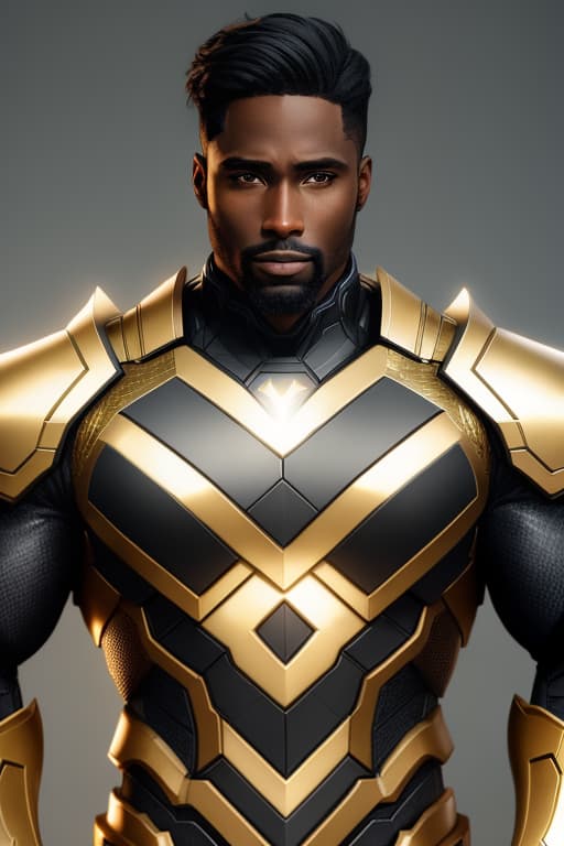 John David Washington, Male Superhero, Black and Gold Armored Suit, Toned Male Muscle, Male Body Shape, Fit Male Body, Black Hair, Close Up Face, Portrait, 4KUHD quality, 1080i, 1080p, Cinematic Quality, Dramatic Lighting, Bokeh, Anime Asthetic 
[DreamGlow (NEW)], hyperrealistic, high quality, highly detailed, cinematic lighting, intricate, sharp focus, f/1. 8, 85mm, (centered image composition), (professionally color graded), ((bright soft diffused light)), volumetric fog, trending on instagram, HDR 4K, 8K