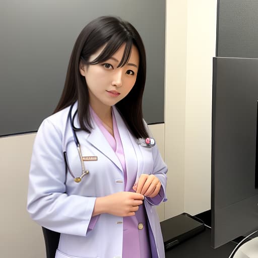  Japanese big-ed female doctor in her early 20s in a examining a .