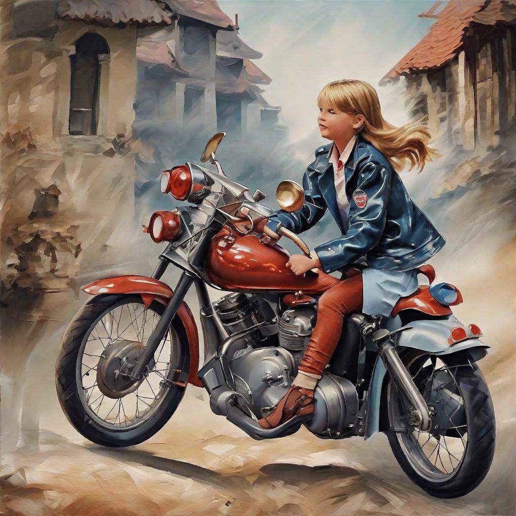  masterpiece, best quality, dragon and a girl on a motorcycle