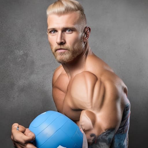 portrait+ style russian queer fitness model blonde very cute dilf dude face