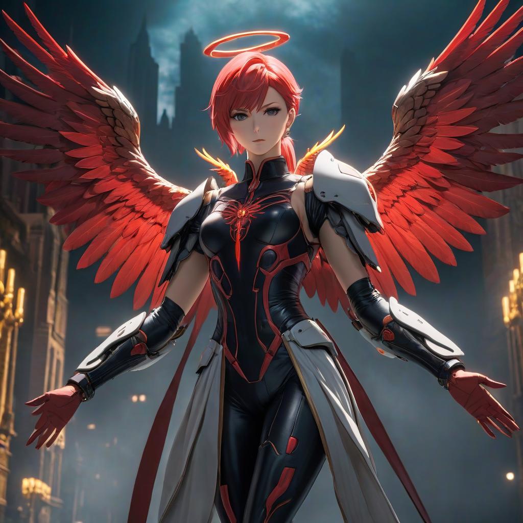  an image of an angel in the dark, movie poster of earthbound 2, shalltear bloodfallen, scp 106, background removed, red feathered wings for arms, zone of the enders, by Ernő Rubik, from software game, by amano, promotional render hyperrealistic, full body, detailed clothing, highly detailed, cinematic lighting, stunningly beautiful, intricate, sharp focus, f/1. 8, 85mm, (centered image composition), (professionally color graded), ((bright soft diffused light)), volumetric fog, trending on instagram, trending on tumblr, HDR 4K, 8K