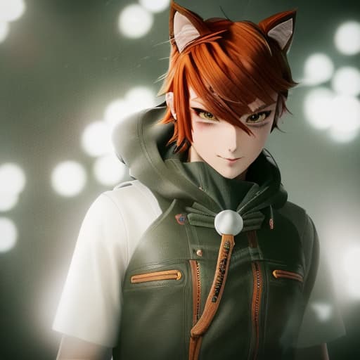  boy orange hair with cat ears hyperrealistic, full body, detailed clothing, highly detailed, cinematic lighting, stunningly beautiful, intricate, sharp focus, f/1. 8, 85mm, (centered image composition), (professionally color graded), ((bright soft diffused light)), volumetric fog, trending on instagram, trending on tumblr, HDR 4K, 8K