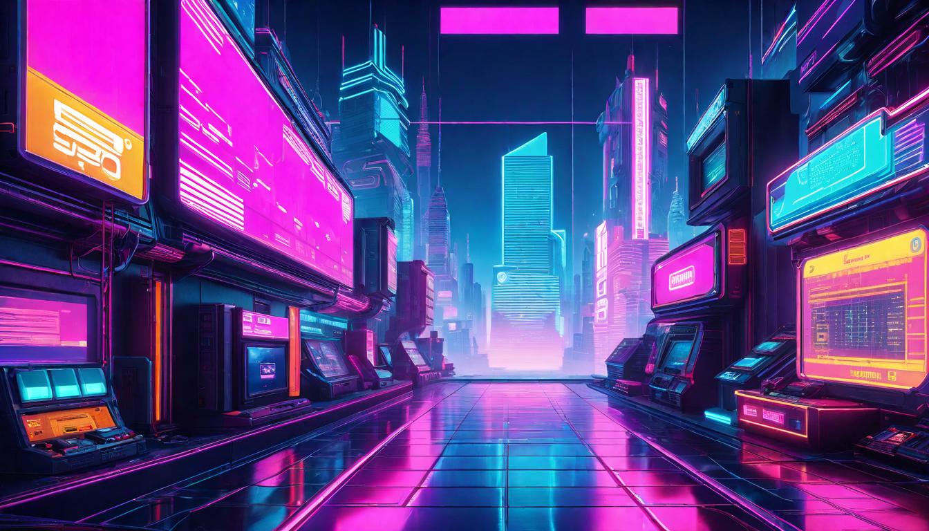  vaporwave,cyberpunk game style Scale balanced perfectly, representing the fostering of self respect through boundary setting. Scale poised, equally weighted, ambiance of harmony, essence of self validation.eon, dystopian, futuristic, digital, vibrant, detailed, high contrast, reminiscent of cyberpunk genre video games,retro aesthetic, cyberpunk, vibrant, neon colors, vintage 80s and 90s style, highly detailed