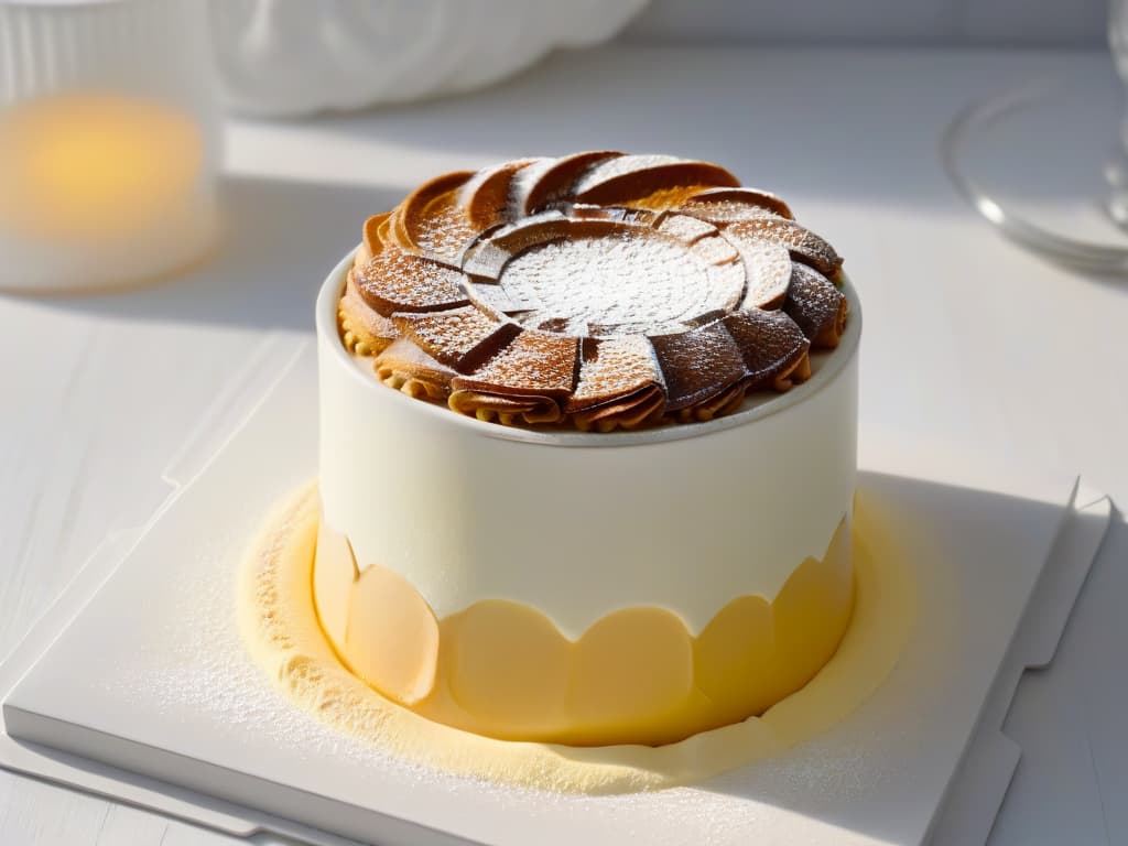  A closeup, ultradetailed image of a perfectly goldenbrown soufflé rising in a pristine white ramekin, showcasing a delicate balance of light and shadow that highlights the texture and structure of the dessert. hyperrealistic, full body, detailed clothing, highly detailed, cinematic lighting, stunningly beautiful, intricate, sharp focus, f/1. 8, 85mm, (centered image composition), (professionally color graded), ((bright soft diffused light)), volumetric fog, trending on instagram, trending on tumblr, HDR 4K, 8K