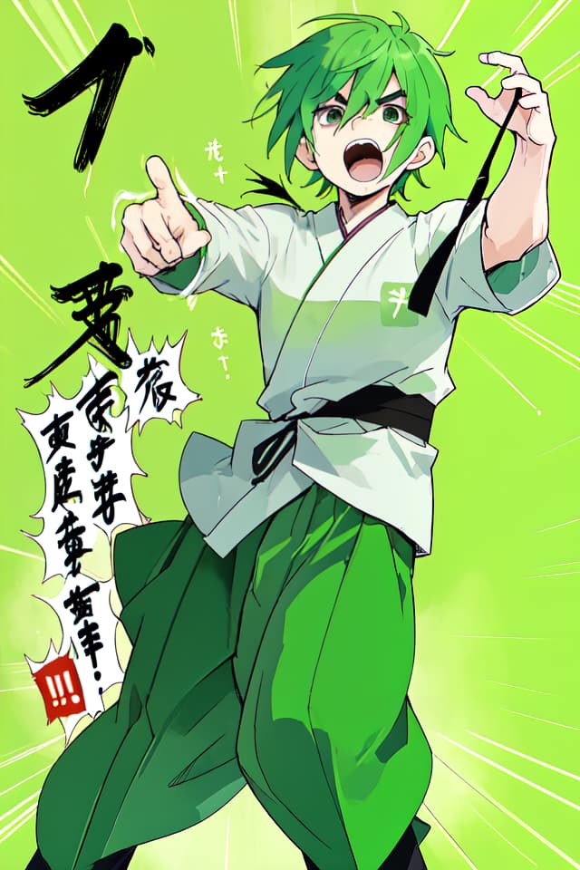  Green hair handsome, Takebayashi tei, shouting