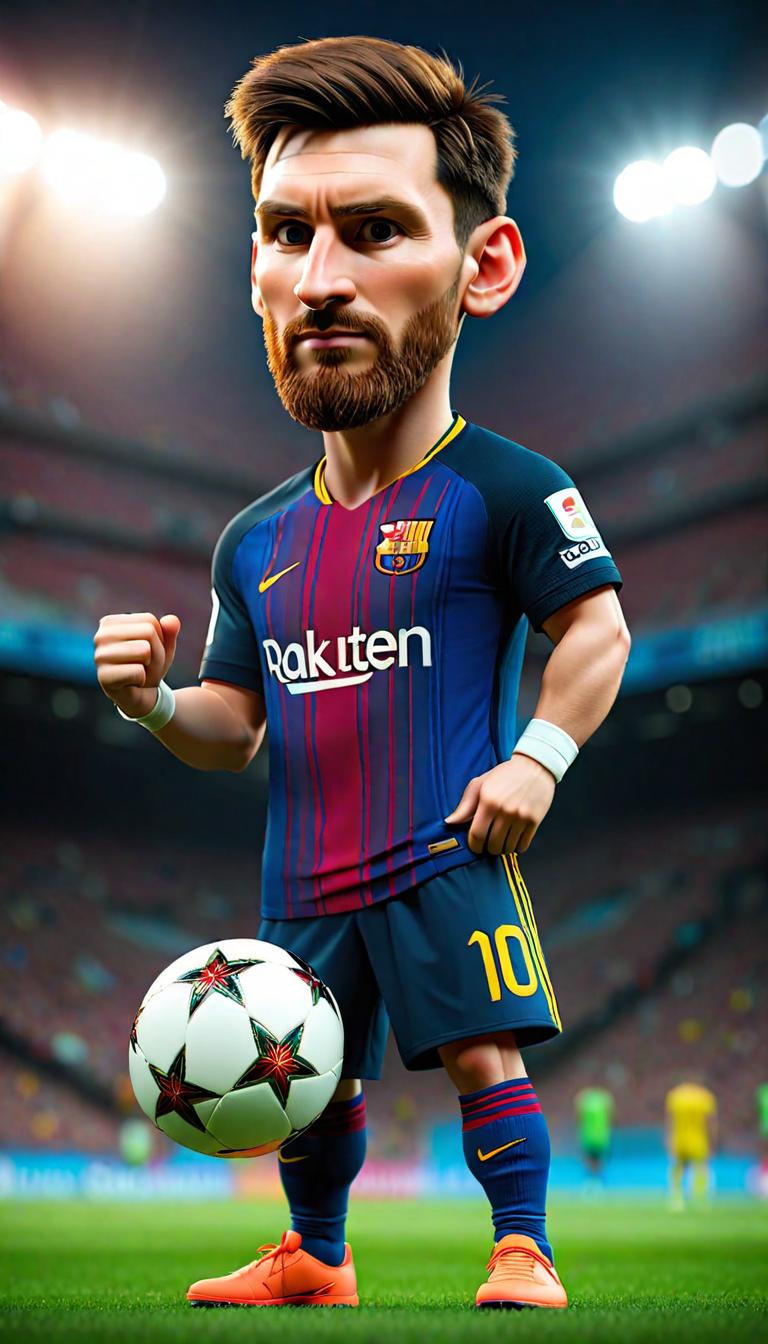  Professional 3D model of Lionel Messi holding World Cup . Rendered with Octane, the model is highly detailed,dramatic lighting. hyperrealistic, full body, detailed clothing, highly detailed, cinematic lighting, stunningly beautiful, intricate, sharp focus, f/1. 8, 85mm, (centered image composition), (professionally color graded), ((bright soft diffused light)), volumetric fog, trending on instagram, trending on tumblr, HDR 4K, 8K