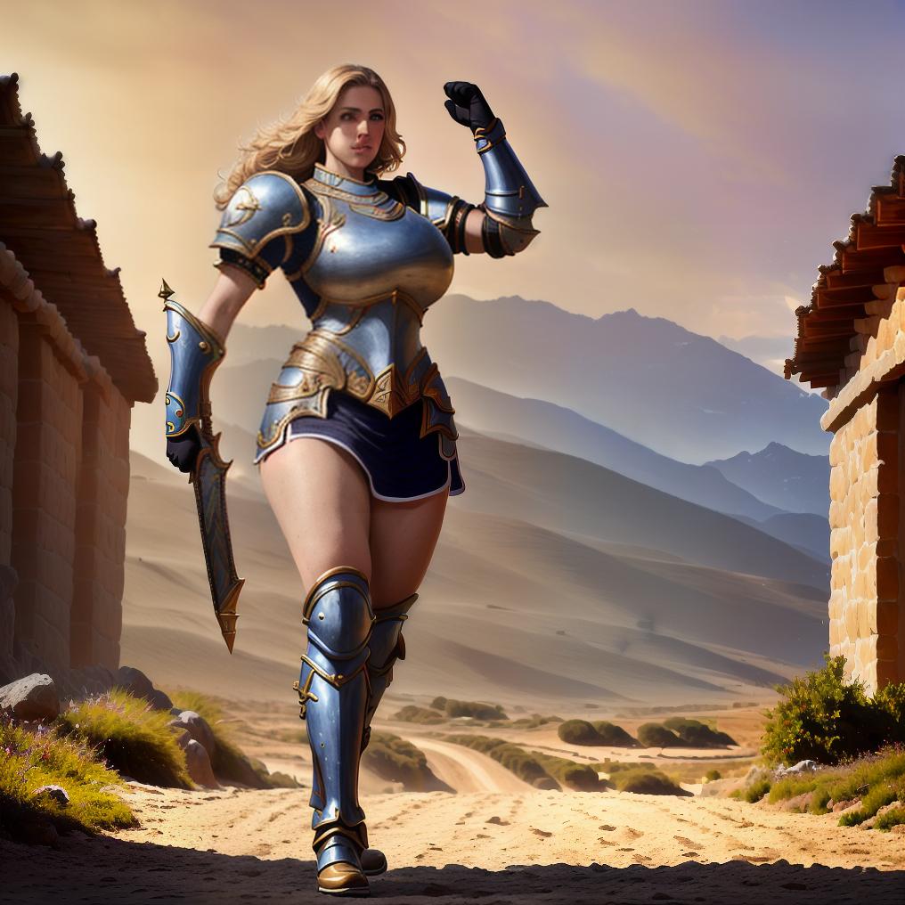  (8K, mejor calidad:1.2), (obra maestra:1.37), (foto, fotorealista:1.37), (resolución ultra alta), Full body, pose para caminar, shot From Front, camara lenta, Female paladin wearing the Full body,