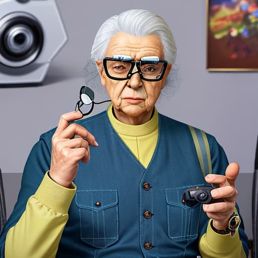  Augmented reality glasses, about old people, realistic ，