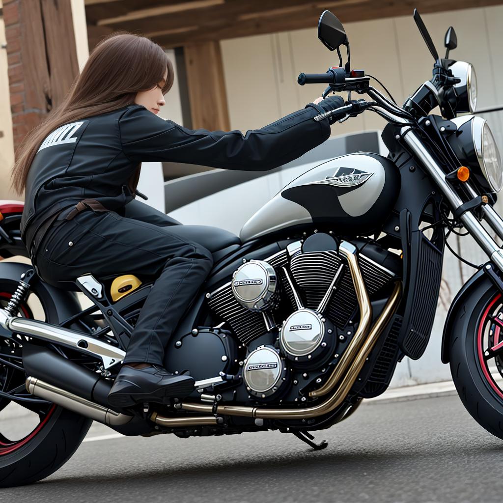  masterpiece, best quality, tight, long hair, tall, motorcycle