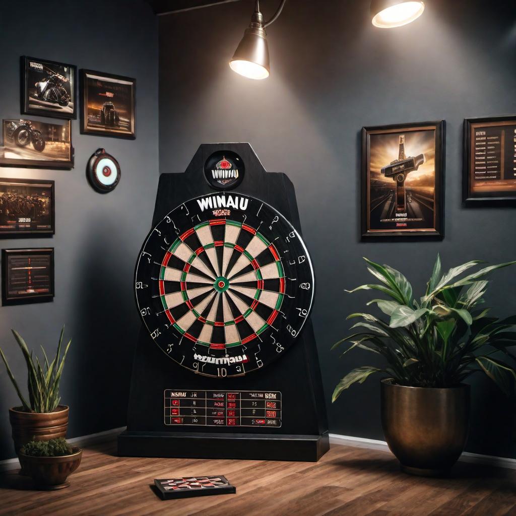  A realistic Winmau dartboard with three darts all sticking into the triple 20 section. hyperrealistic, full body, detailed clothing, highly detailed, cinematic lighting, stunningly beautiful, intricate, sharp focus, f/1. 8, 85mm, (centered image composition), (professionally color graded), ((bright soft diffused light)), volumetric fog, trending on instagram, trending on tumblr, HDR 4K, 8K