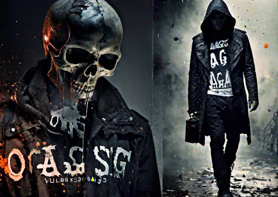  Dark Art styled Broken Skull, with Text reads "OAG" on the Chest. and splatter around skull hyperrealistic, full body, detailed clothing, highly detailed, cinematic lighting, stunningly beautiful, intricate, sharp focus, f/1. 8, 85mm, (centered image composition), (professionally color graded), ((bright soft diffused light)), volumetric fog, trending on instagram, trending on tumblr, HDR 4K, 8K