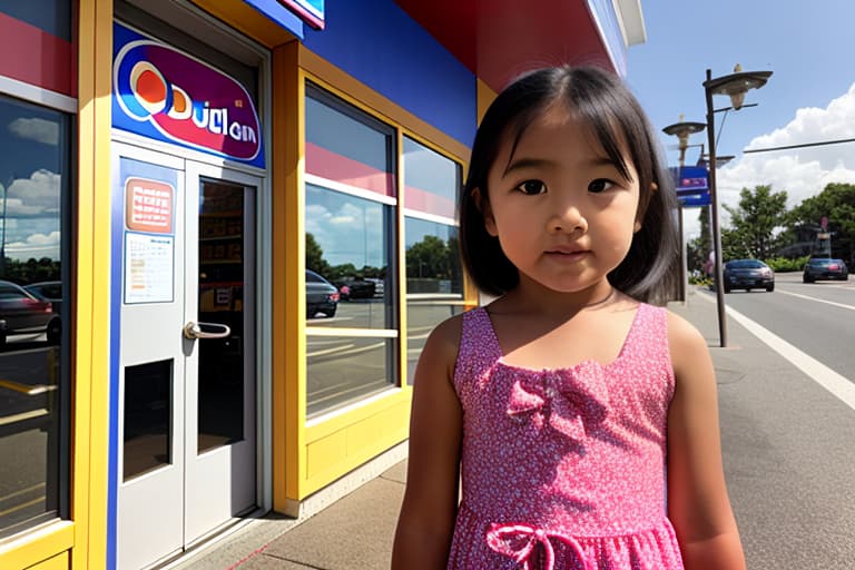  A little girl standing in front of DQ