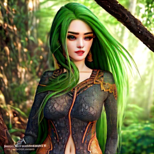  a fairy tail girl with a green long hair hyperrealistic, full body, detailed clothing, highly detailed, cinematic lighting, stunningly beautiful, intricate, sharp focus, f/1. 8, 85mm, (centered image composition), (professionally color graded), ((bright soft diffused light)), volumetric fog, trending on instagram, trending on tumblr, HDR 4K, 8K