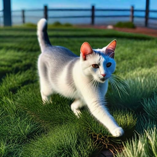  cat hyperrealistic, full body, detailed clothing, highly detailed, cinematic lighting, stunningly beautiful, intricate, sharp focus, f/1. 8, 85mm, (centered image composition), (professionally color graded), ((bright soft diffused light)), volumetric fog, trending on instagram, trending on tumblr, HDR 4K, 8K