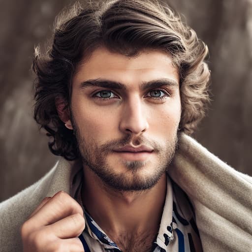 portrait+ style Russian queer soap actor brunette hunk dude face