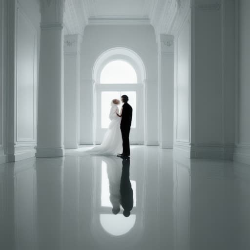  woman and man in the white room