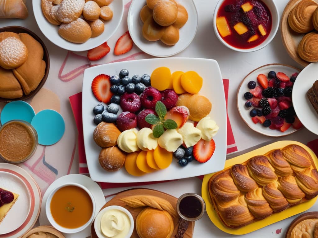  A closeup, highresolution image of a diverse group of people of different ages, genders, and ethnicities, joyfully sharing and enjoying various types of pastries and desserts on a beautifully set table. The focus is on the vibrant colors and textures of the desserts, showcasing the accessibility and inclusivity of pastrymaking in a diverse society. hyperrealistic, full body, detailed clothing, highly detailed, cinematic lighting, stunningly beautiful, intricate, sharp focus, f/1. 8, 85mm, (centered image composition), (professionally color graded), ((bright soft diffused light)), volumetric fog, trending on instagram, trending on tumblr, HDR 4K, 8K