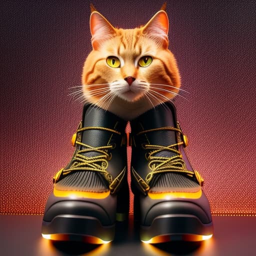  crea un gato con botas hyperrealistic, full body, detailed clothing, highly detailed, cinematic lighting, stunningly beautiful, intricate, sharp focus, f/1. 8, 85mm, (centered image composition), (professionally color graded), ((bright soft diffused light)), volumetric fog, trending on instagram, trending on tumblr, HDR 4K, 8K