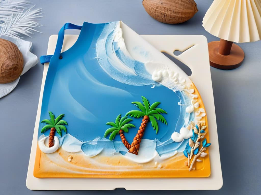  A highresolution image of a sleek, minimalistic kitchen counter adorned with a curated selection of Moanathemed baking utensils. A beautifully designed Moanathemed apron hangs from a hook, while a set of vibrant cookie cutters in the shape of palm trees, waves, and seashells are neatly arranged next to a stack of Moanathemed cupcake liners. A rolling pin with intricate Polynesian patterns rests on a marble pastry board, adding a touch of elegance to the scene. The image exudes a sense of professionalism and inspiration, perfectly complementing the theme of the article. hyperrealistic, full body, detailed clothing, highly detailed, cinematic lighting, stunningly beautiful, intricate, sharp focus, f/1. 8, 85mm, (centered image composition), (professionally color graded), ((bright soft diffused light)), volumetric fog, trending on instagram, trending on tumblr, HDR 4K, 8K