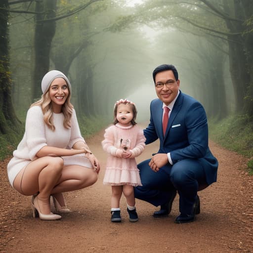  (happy family, father, mother, girl, boy), photorealistic, highly detailed, 4k, high quality hyperrealistic, full body, detailed clothing, highly detailed, cinematic lighting, stunningly beautiful, intricate, sharp focus, f/1. 8, 85mm, (centered image composition), (professionally color graded), ((bright soft diffused light)), volumetric fog, trending on instagram, trending on tumblr, HDR 4K, 8K