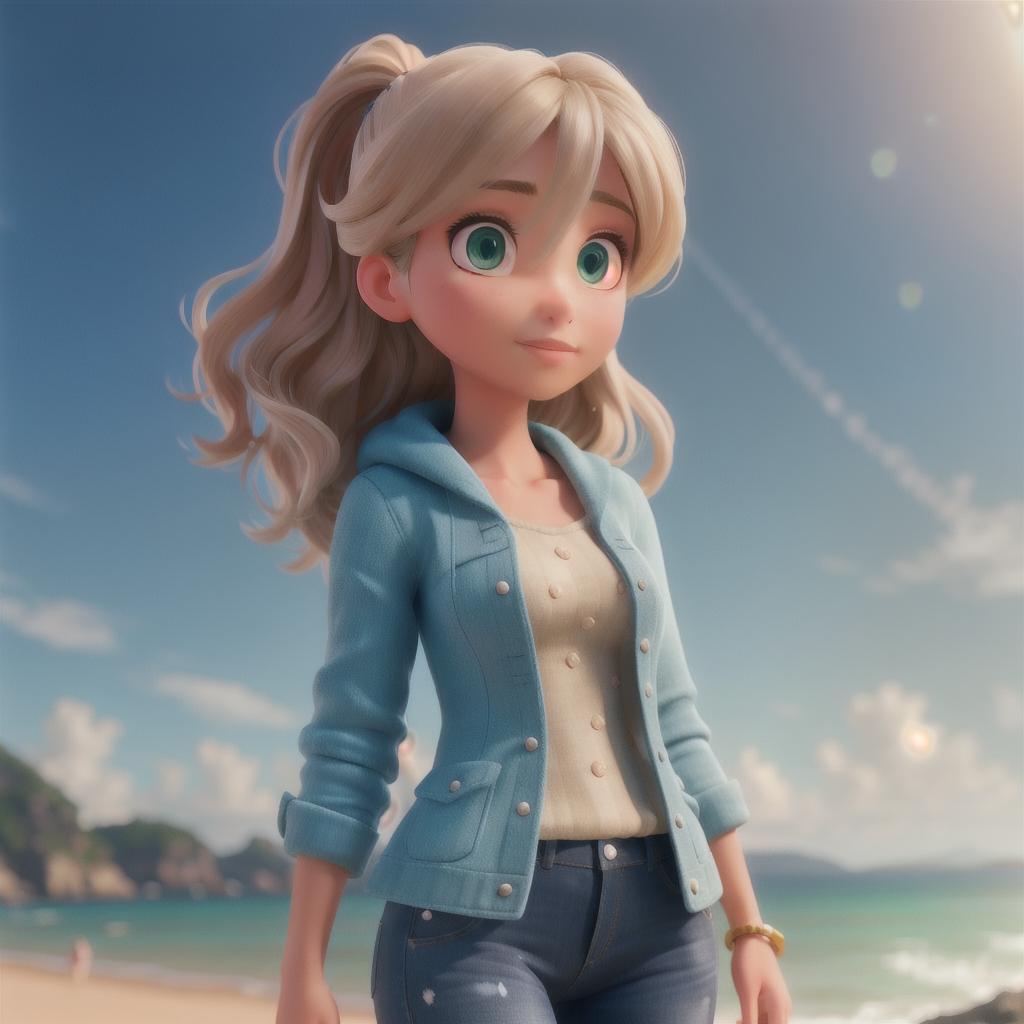  Girl on the beach hyperrealistic, full body, detailed clothing, highly detailed, cinematic lighting, stunningly beautiful, intricate, sharp focus, f/1. 8, 85mm, (centered image composition), (professionally color graded), ((bright soft diffused light)), volumetric fog, trending on instagram, trending on tumblr, HDR 4K, 8K