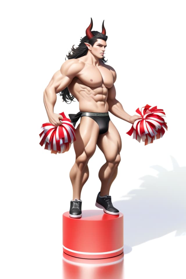  (((horns,no ears))),(((Bull beastman))),((black hair,muscular,muscular,well trained body)),(((cheerleader figure,holding a pompon in both hands,jumping))),(((horns,no ears))),(((white background))),(((no background,no scenery))),High analysis,super detailed,high quality,photorealistic,8k, hyperrealistic, full body, detailed clothing, highly detailed, cinematic lighting, stunningly beautiful, intricate, sharp focus, f/1. 8, 85mm, (centered image composition), (professionally color graded), ((bright soft diffused light)), volumetric fog, trending on instagram, trending on tumblr, HDR 4K, 8K