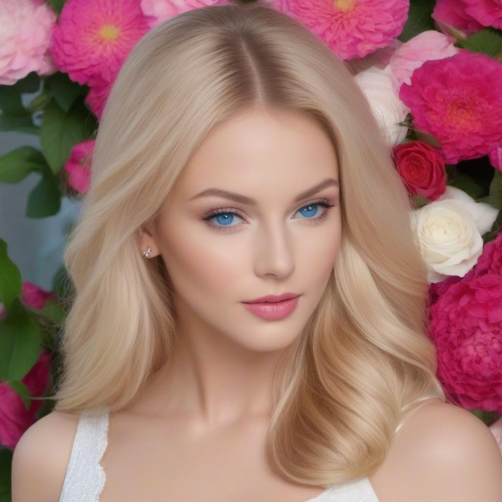  Beautiful , with long blond hair.Bright blue eyes, slender body, pale skin.White skin