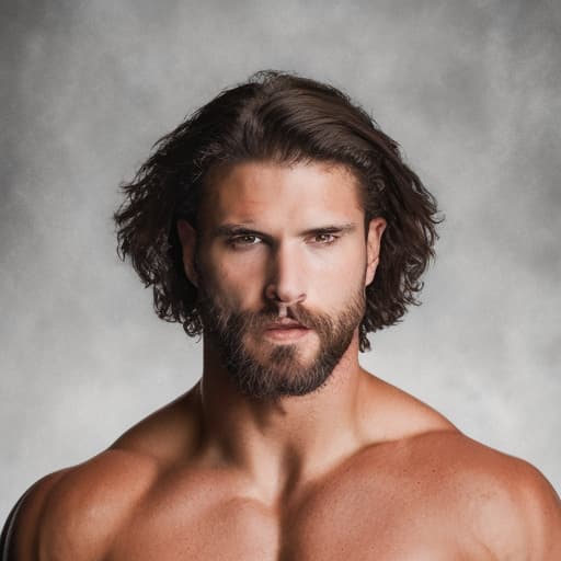 portrait+ style wwe queer brunette hunk dude face