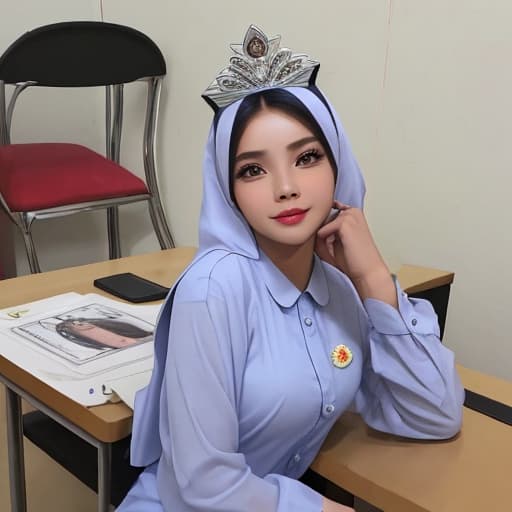  perempuan cantik atas meja