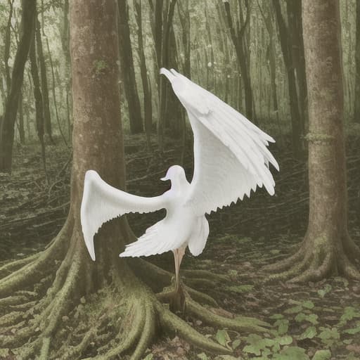   with white wings wood stump, in a forrest