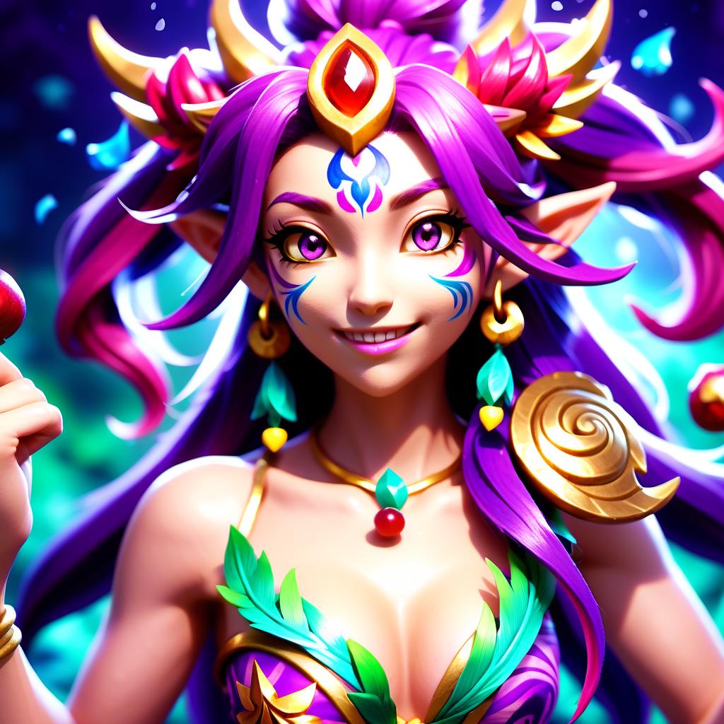  role-playing game (RPG) style fantasy Neeko character from League of Legends . detailed, vibrant, immersive, reminiscent of high fantasy RPG games