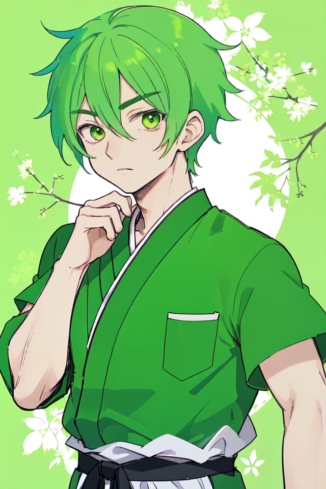  Green hair handsome, Takebayashi tei, oh.