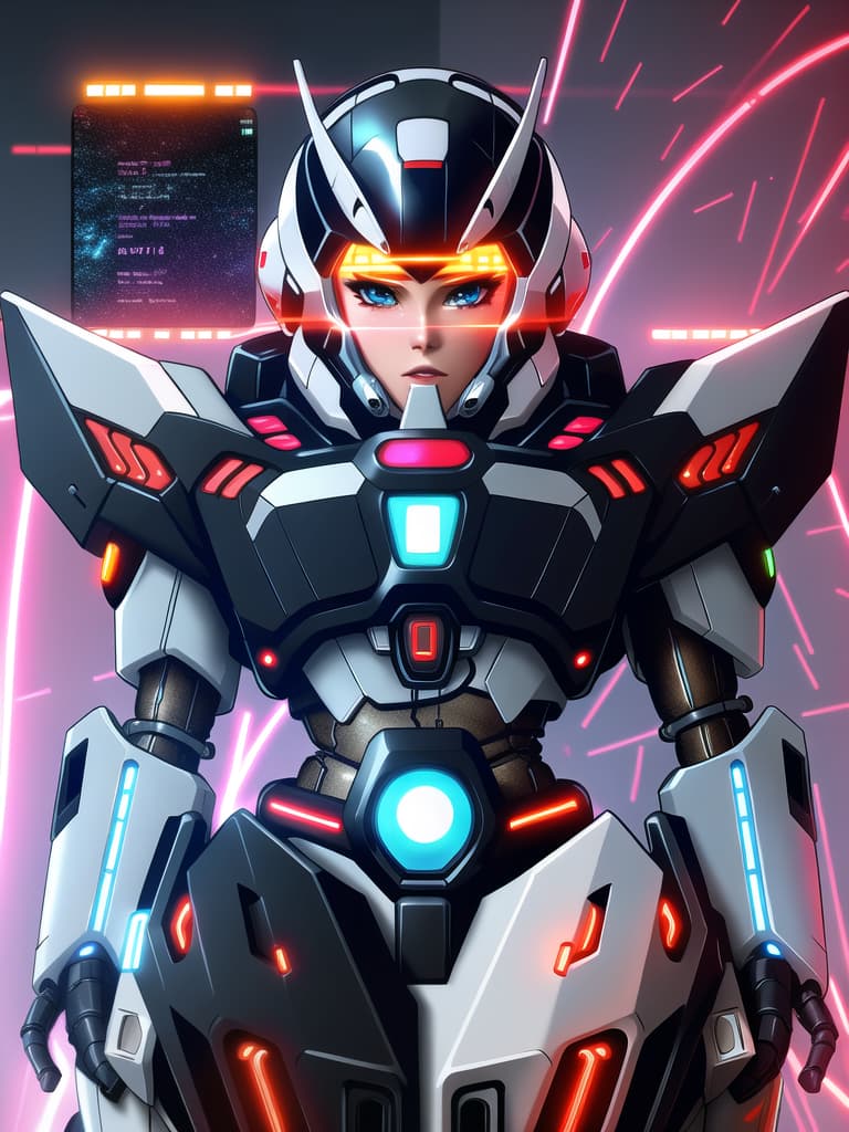  ((mecha)), exosuit, <lora:Mecha:0.8), <lora:add_detail:1.5), ultra sharp, detailed, science_fiction, red and black colors, (((made of computer chips, wires))), glowing in the dark, neon details, intricate, mecha masterpiece, detailed mech armor