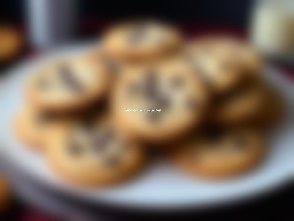  A detailed, ultrahigh resolution image of a closeup shot of freshly baked chocolate chip cookies, still warm and gooey, with a dollop of rich, creamy butter melting on top. The cookies are placed on a sleek, modern white plate, set against a matte black background to create a striking contrast. The golden brown edges of the cookies glisten in the light, showcasing the perfect texture and decadence of the baked goods. hyperrealistic, full body, detailed clothing, highly detailed, cinematic lighting, stunningly beautiful, intricate, sharp focus, f/1. 8, 85mm, (centered image composition), (professionally color graded), ((bright soft diffused light)), volumetric fog, trending on instagram, trending on tumblr, HDR 4K, 8K