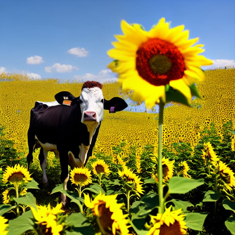  Cow in sunflowers