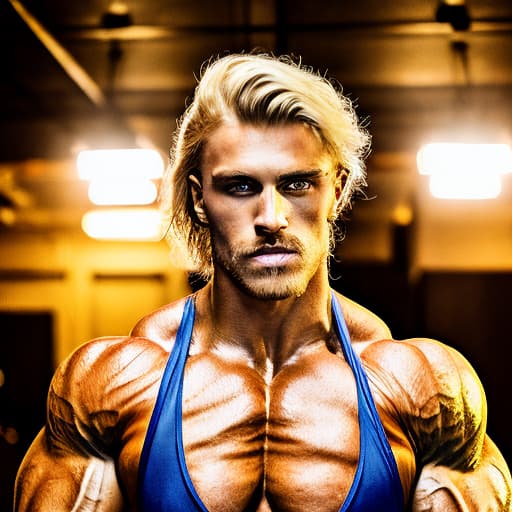 portrait+ style Russian IFBB queer blonde hunk dude face